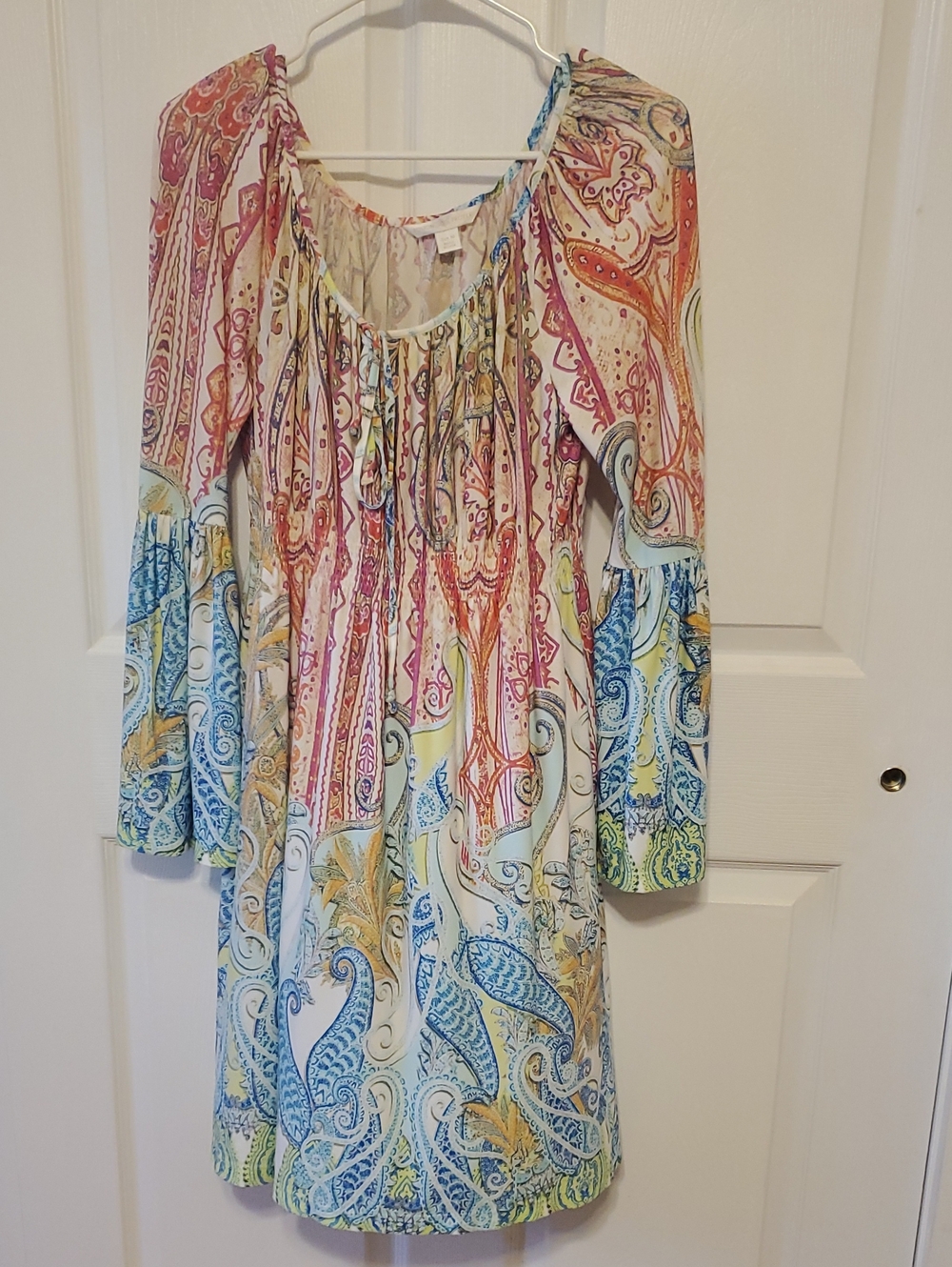Boho Paisley Multi-Color Bell Sleeve Dress